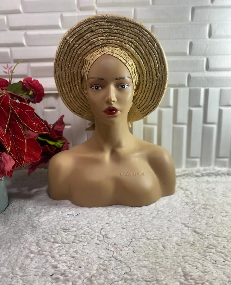 Stylishly Layered Gold Automatique Gele