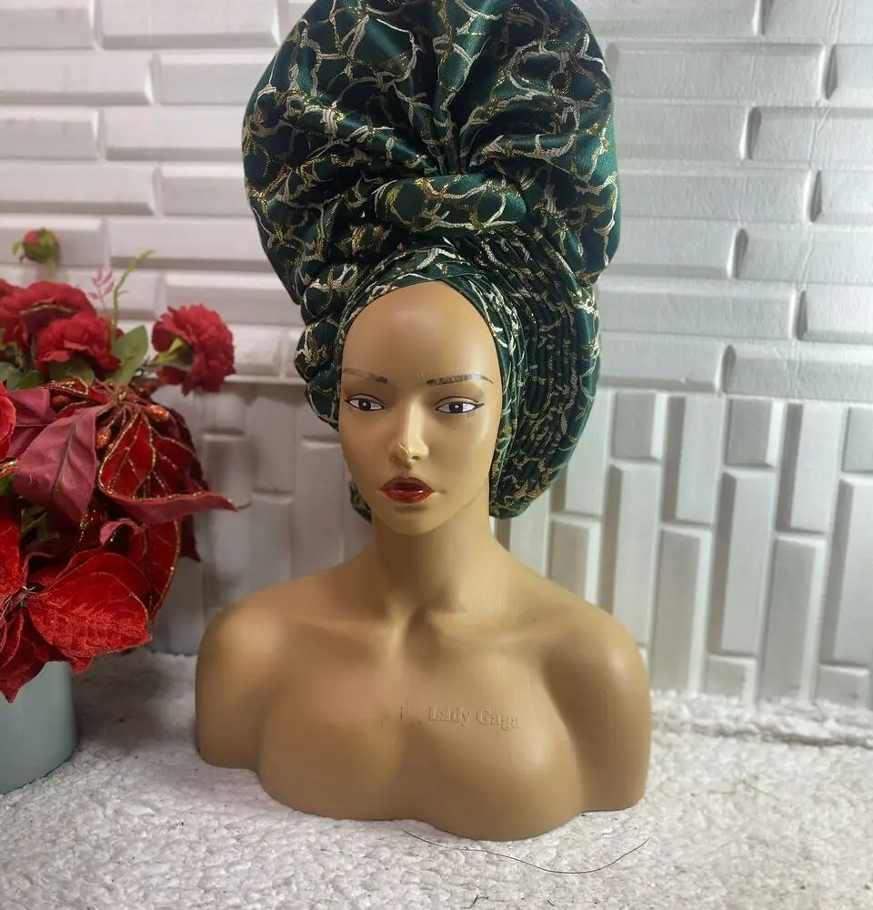 Green Fullfan Autogele African Headtie