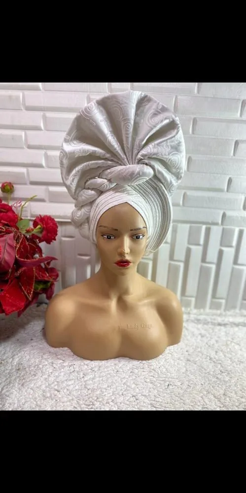 White African Bridal Autogele with Braids
