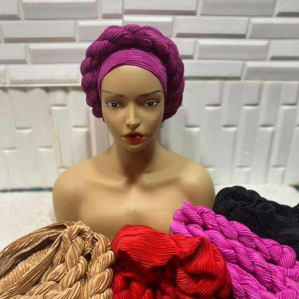 Stretchy Women Turban with round braids