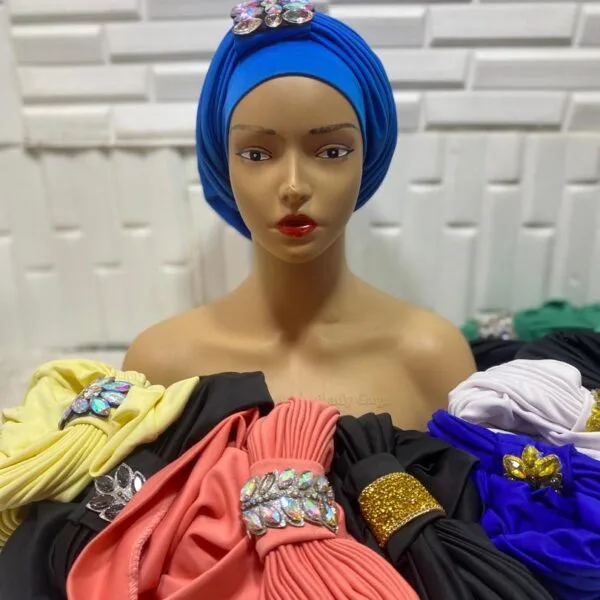 Plain Turban Headwrap with Rhinestones