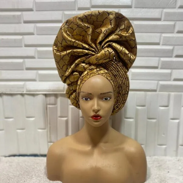 Gold Turban Aso Oke Autogele