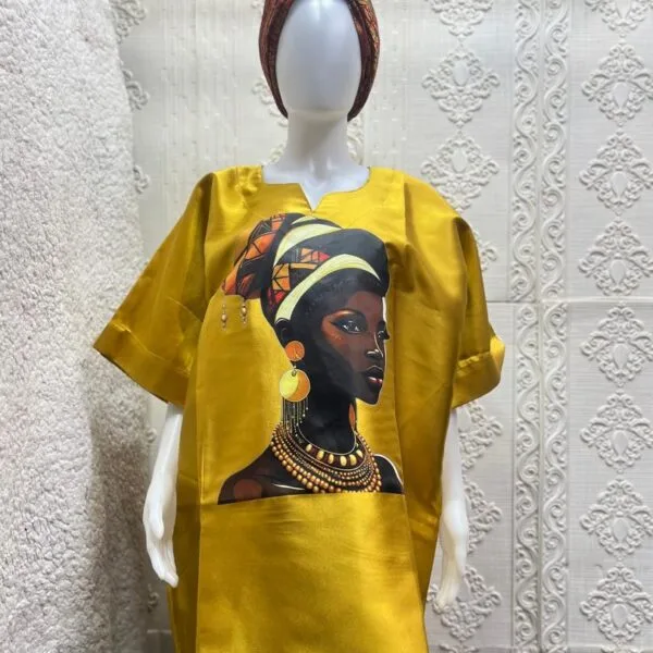 Short Casual Dress with African Character Print