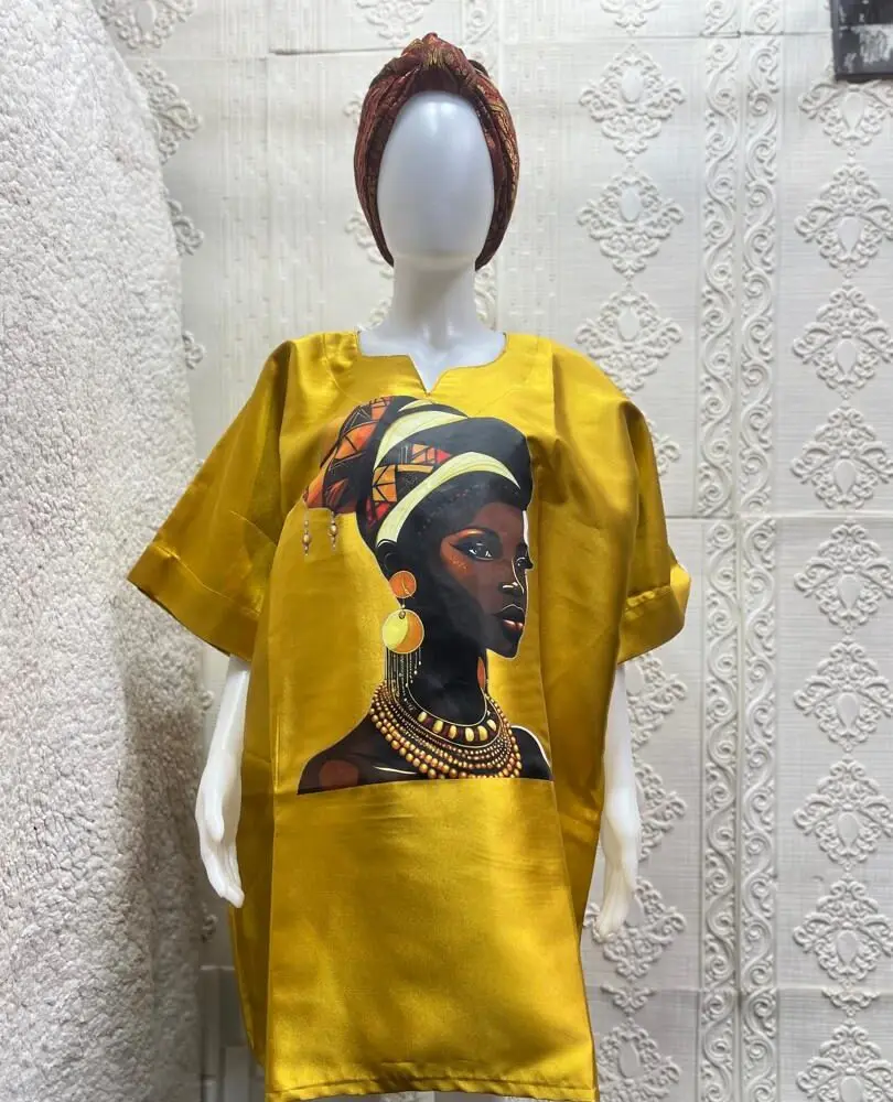 Short Casual Dress with African Character Print