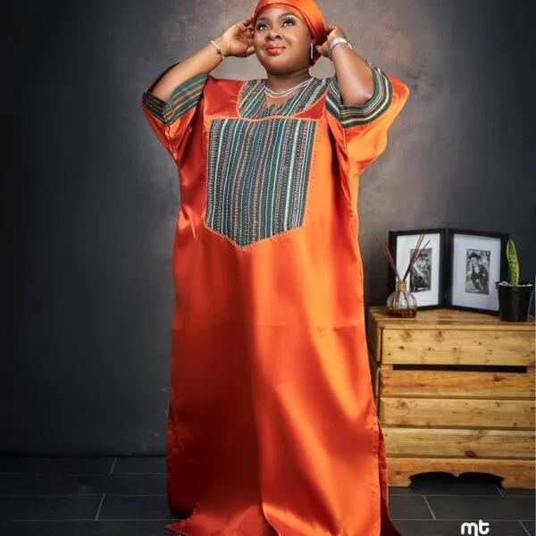 Burnt Orange Mikado Ready-to-wear Dress