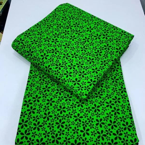 Floral Pattern Green Cotton Ankara Fabric