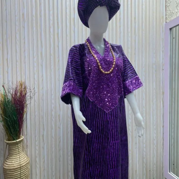 Purple Ankara gown with classic design