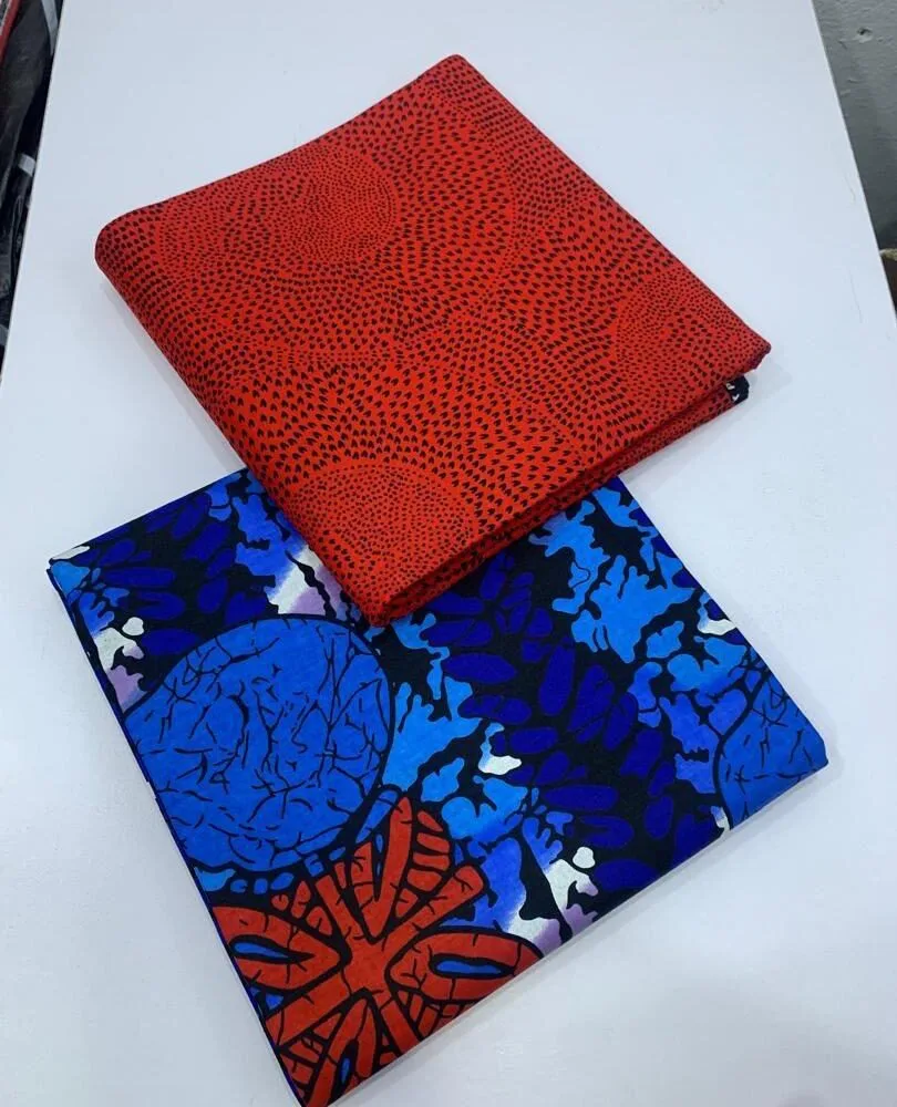 Mix Set Red Blue Stripe Quality Ankara Fabrics