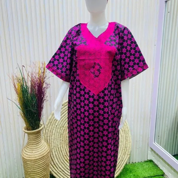 Beautiful pink Ankara bubu readytowear dress with Scarf