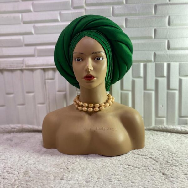Green Fashionable Pre-Tied Gele Headwrap