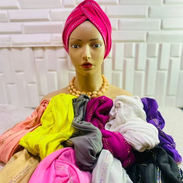 Beaded Raw Silk Women Turban
