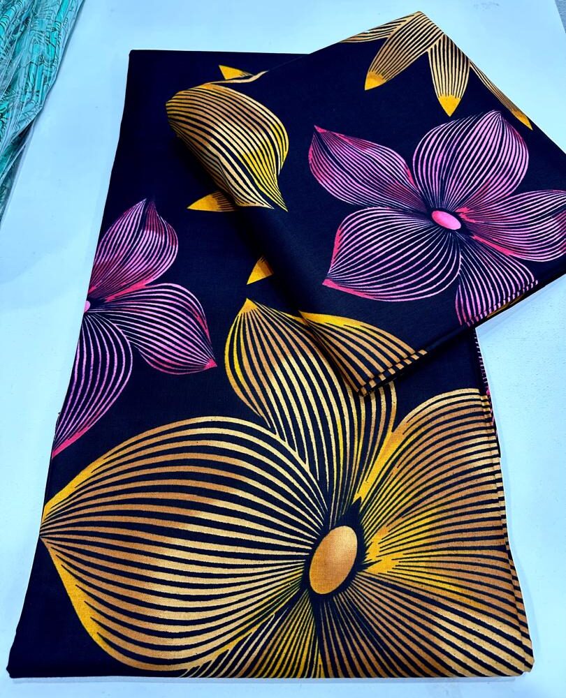 Golden Bloom Ankara Fabric