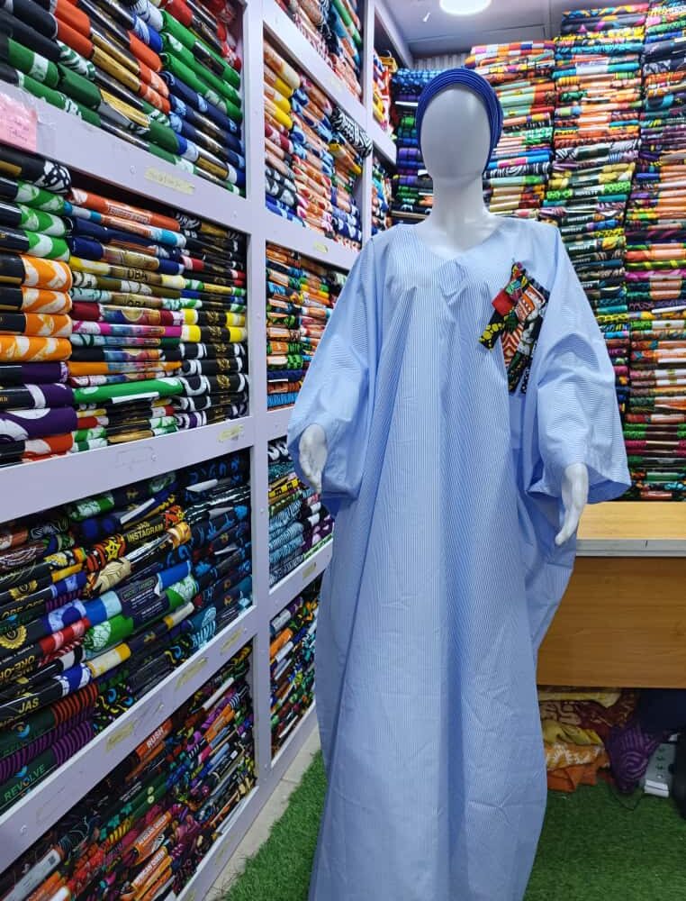 Light Blue Ready to wear Cotton Boubou Dress 2