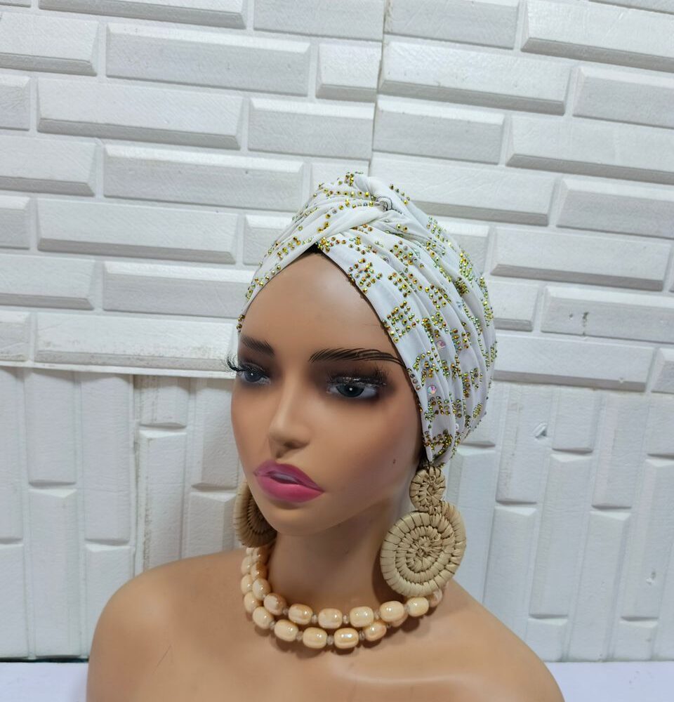 Gold Embellished Turban Headgear (17 Designs) 11