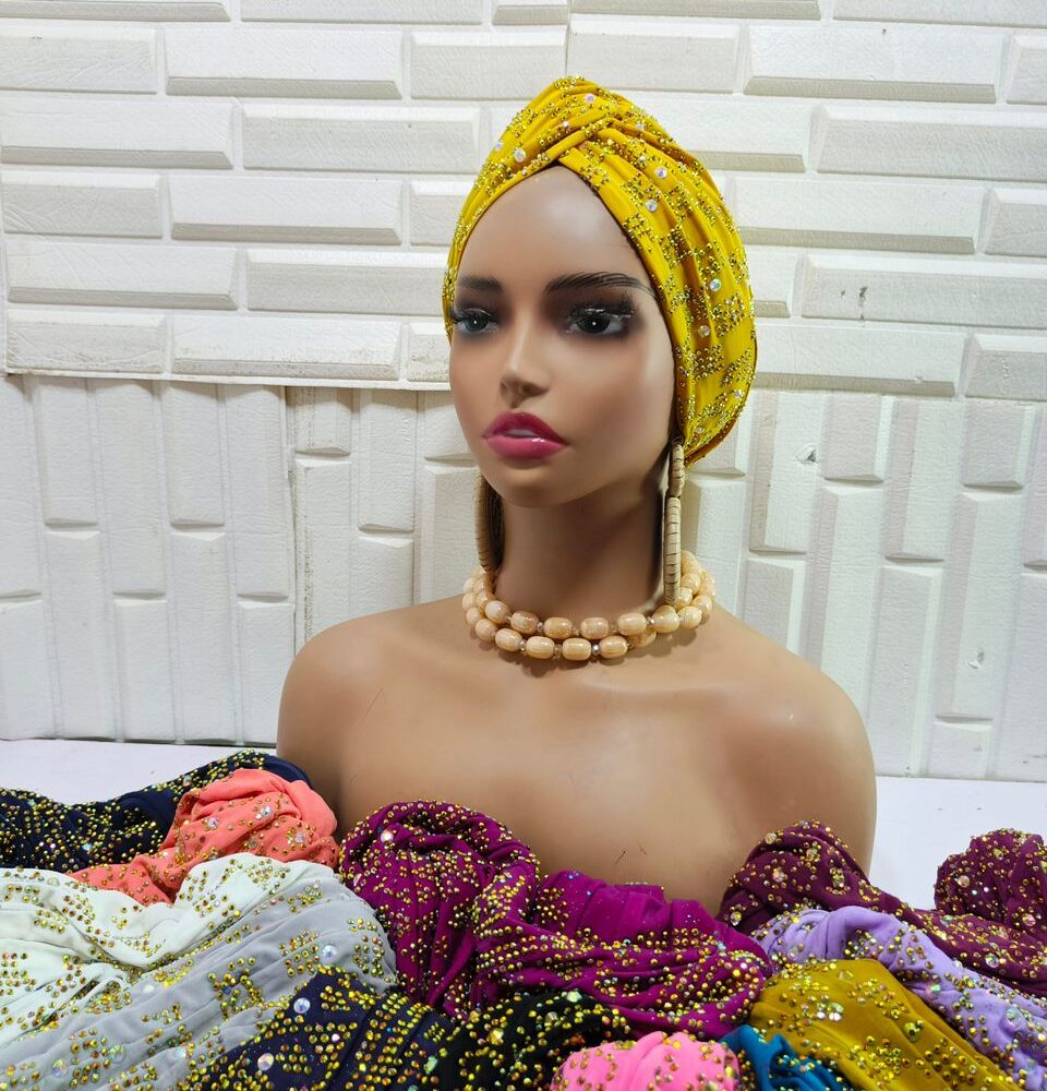 Gold Embellished Turban Headgear (17 Designs) 7