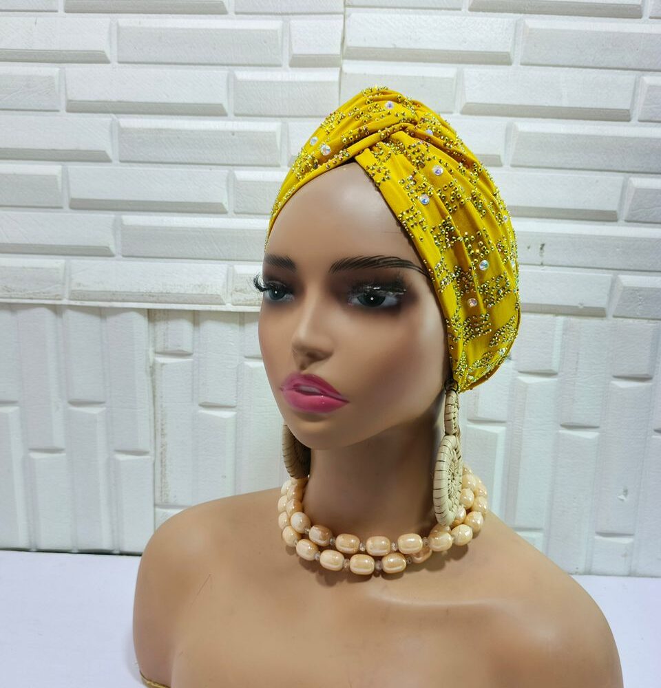 Gold Embellished Turban Headgear (17 Designs) 6